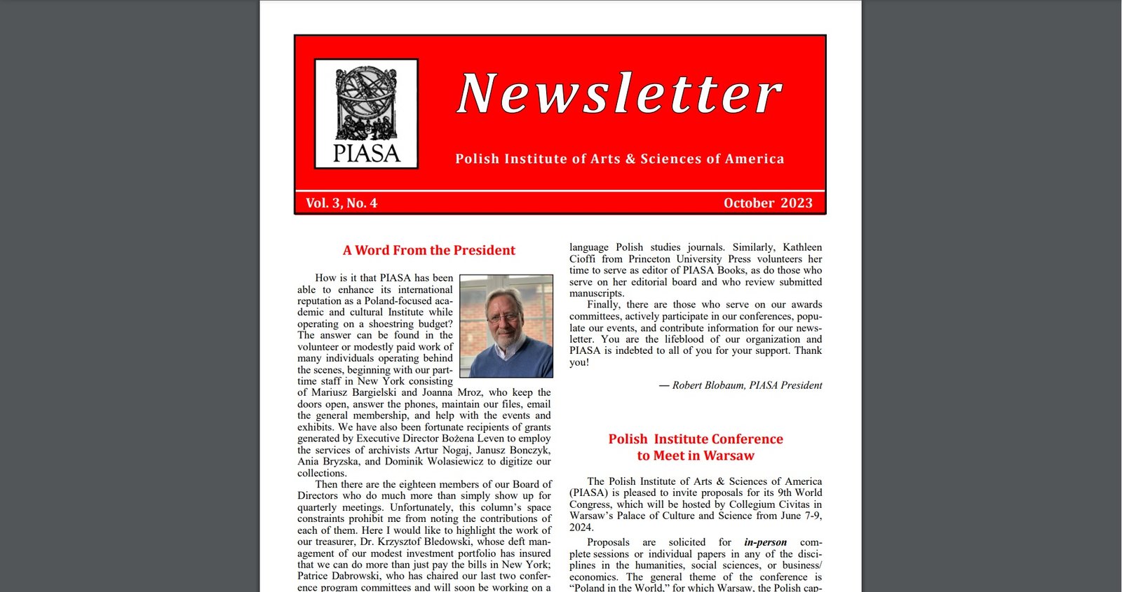 2023 October PIASA Newsletter
