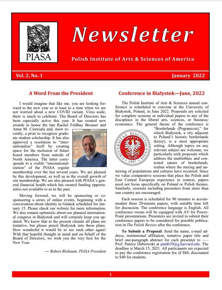 January 2022 PIASA Newsletter