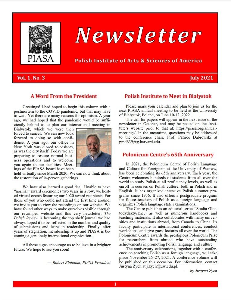 July 2021 PIASA Newsletter